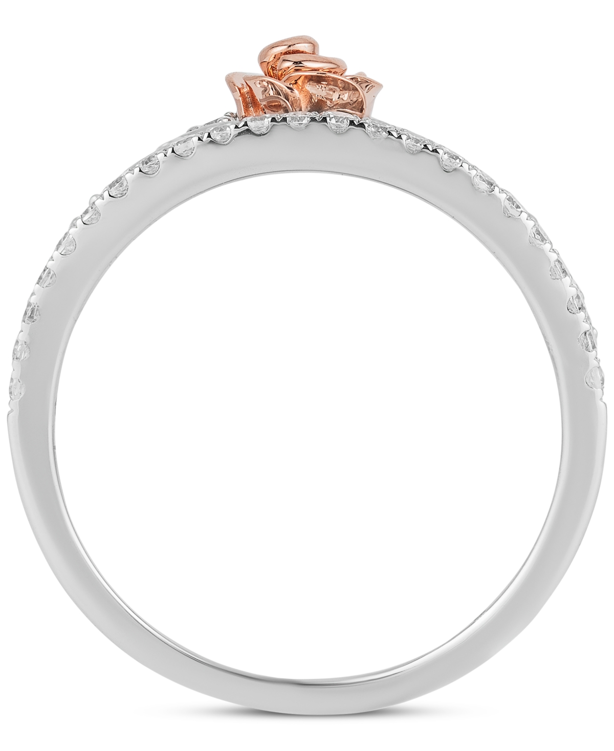 Shop Enchanted Disney Fine Jewelry Diamond Belle Rose Tiara Ring (1/4 Ct. T.w.) In 10k White & Rose Gold In Two Tone