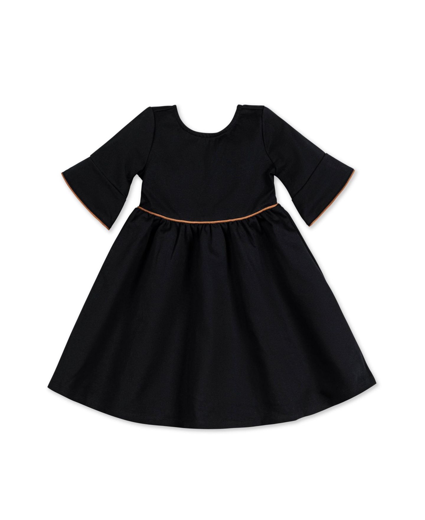 Платье Hope & Henry Ruffle Sleeve Ponte Dress with Suede Detail для девочек, цвет: Чёрный — фото 1