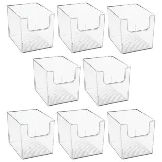 mDesign Kitchen Plastic Storage Organizer Bin with Open Front - 8 Pack ...