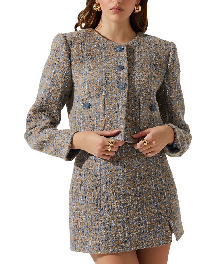 ASTR the Label Women's Lyssa Cropped Tweed Blazer Macy's