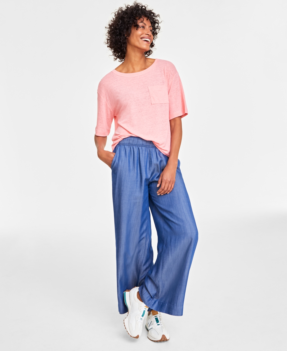 On 34th Women's Patch-pocket Short Sleeve T-shirt, Created For Macy's In Salmon Rose