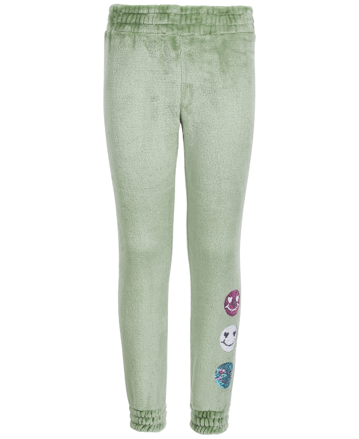 Colette Lilly Kids' Big Girls Sequined Detail Cozy Jogger Pants In Hedge Green