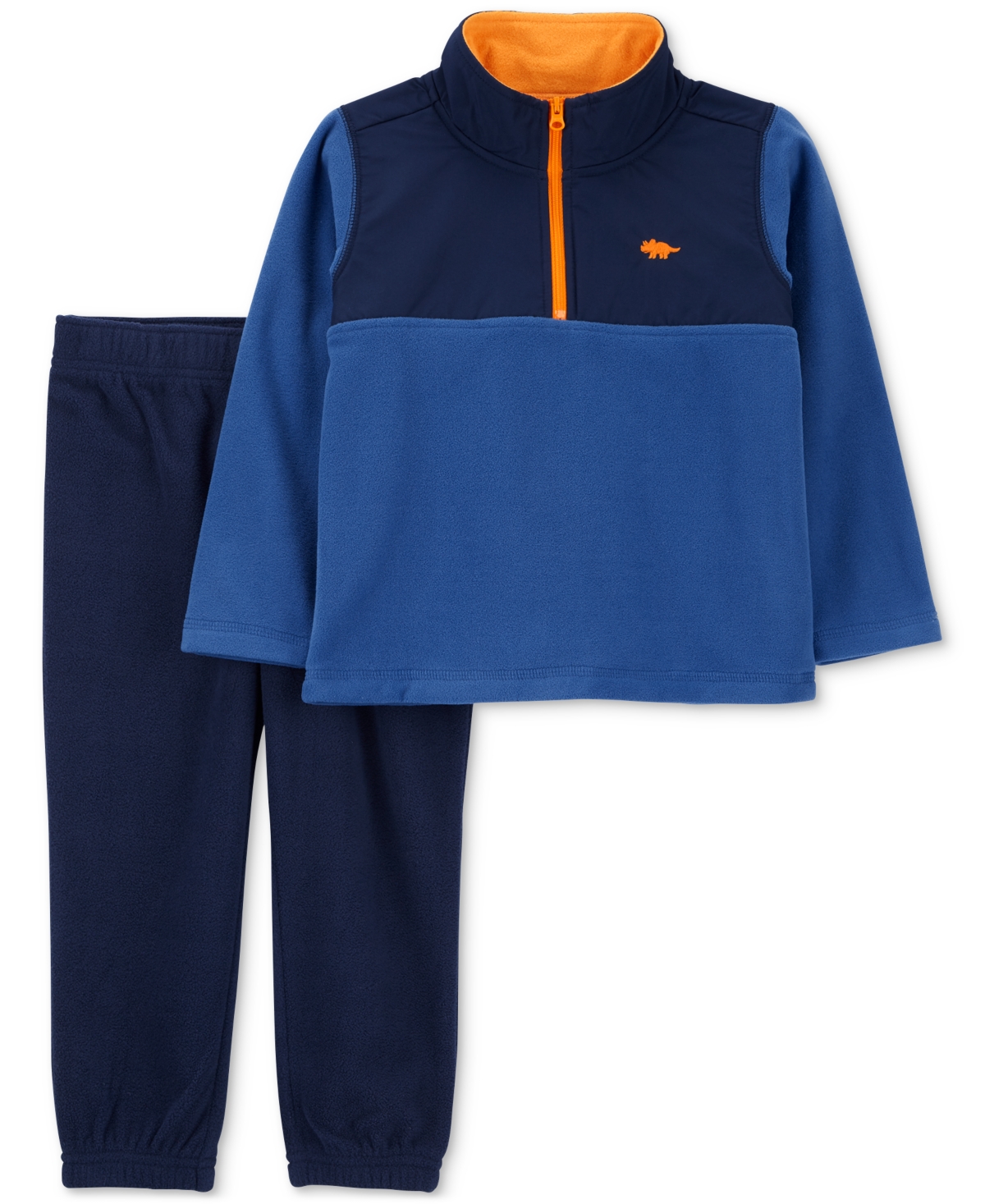 Carter's Baby Boys Micro-fleece Half-zip Shirt And Pants, 2 Piece Set In Blue