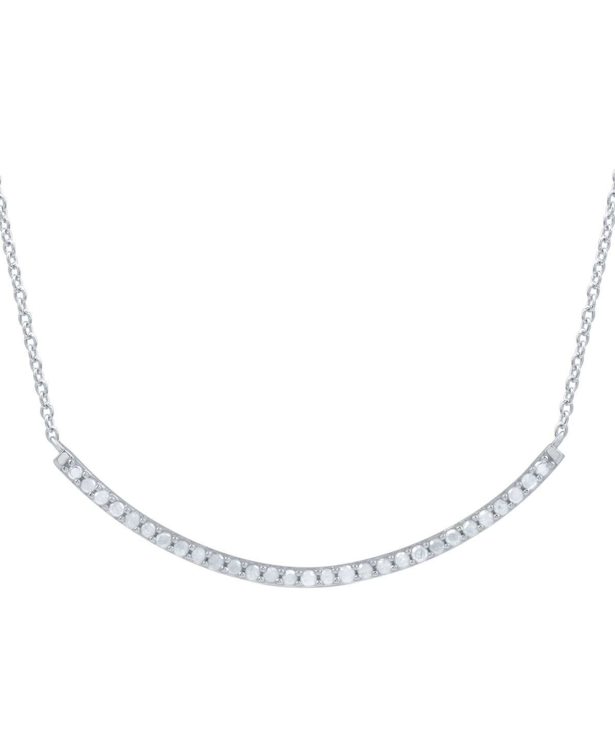 Diamond Curved Bar 16" Collar Necklace (1/4 ct. t.w.) in Sterling Silver - Sterling Silver