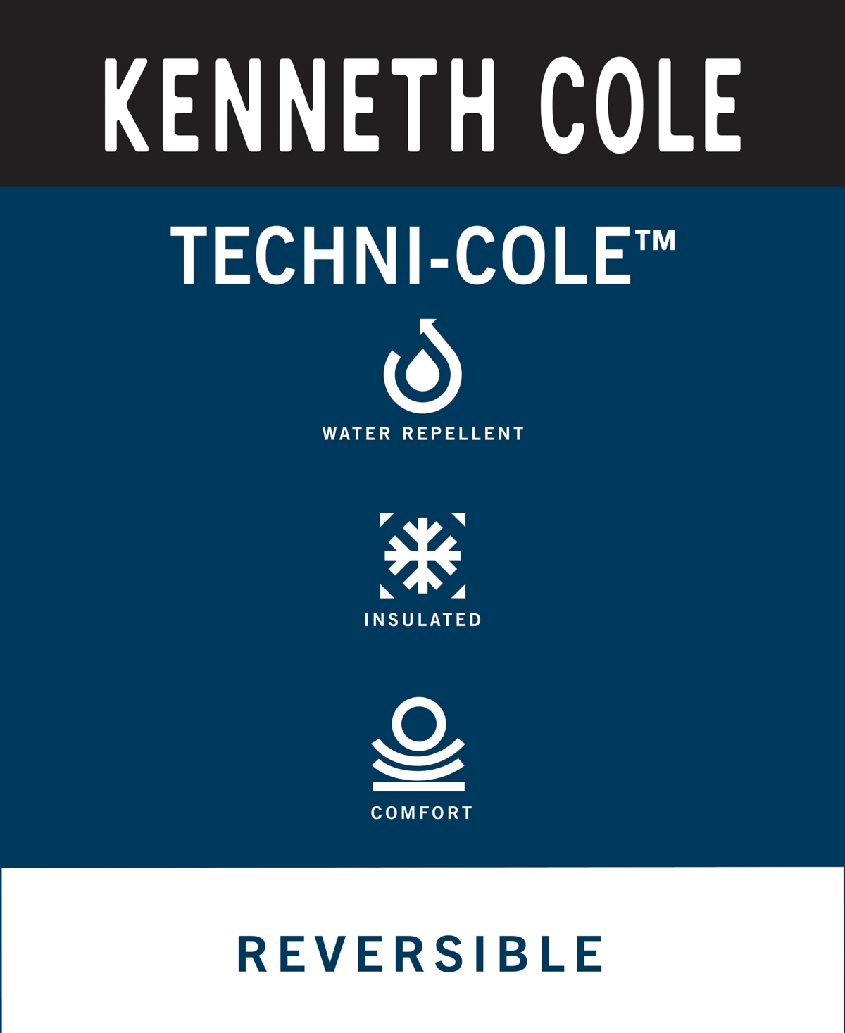 Kenneth Cole Men's Reversible Water-Resistant Full-Zip Vest -Black