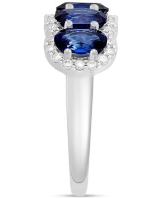 Lab Grown Sapphire (3-1/4 ct. t.w.) & Lab Grown Diamond (1/3 ct. t.w.) Five Stone Oval Ring in 14k White Gold