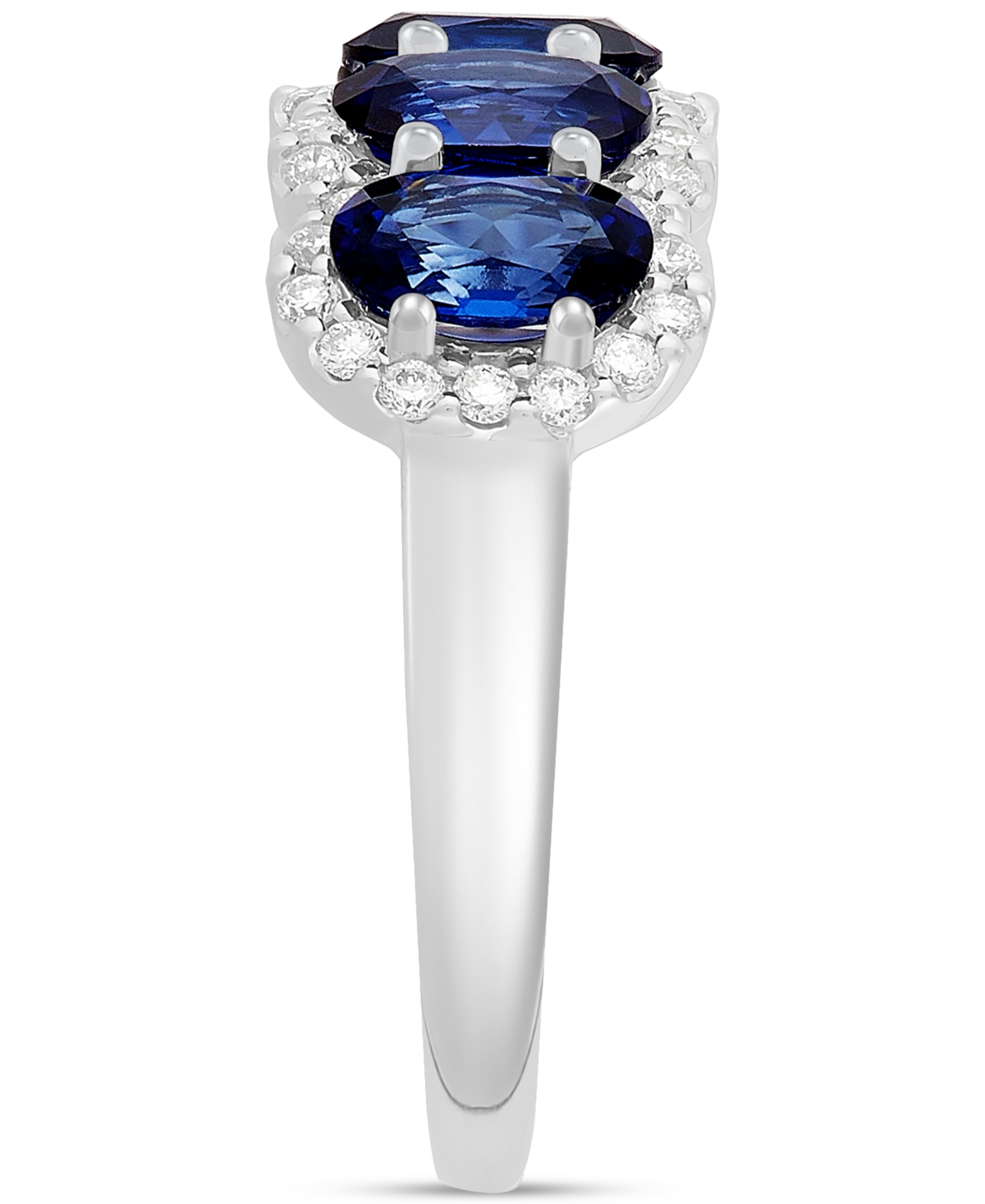 Grown With Love Lab Grown(3-1/4 ct. t.w.) & Lab Grown Diamond (1/3 ct. t.w.) Five Stone Oval Ring in 14k White Gold - Sapphire