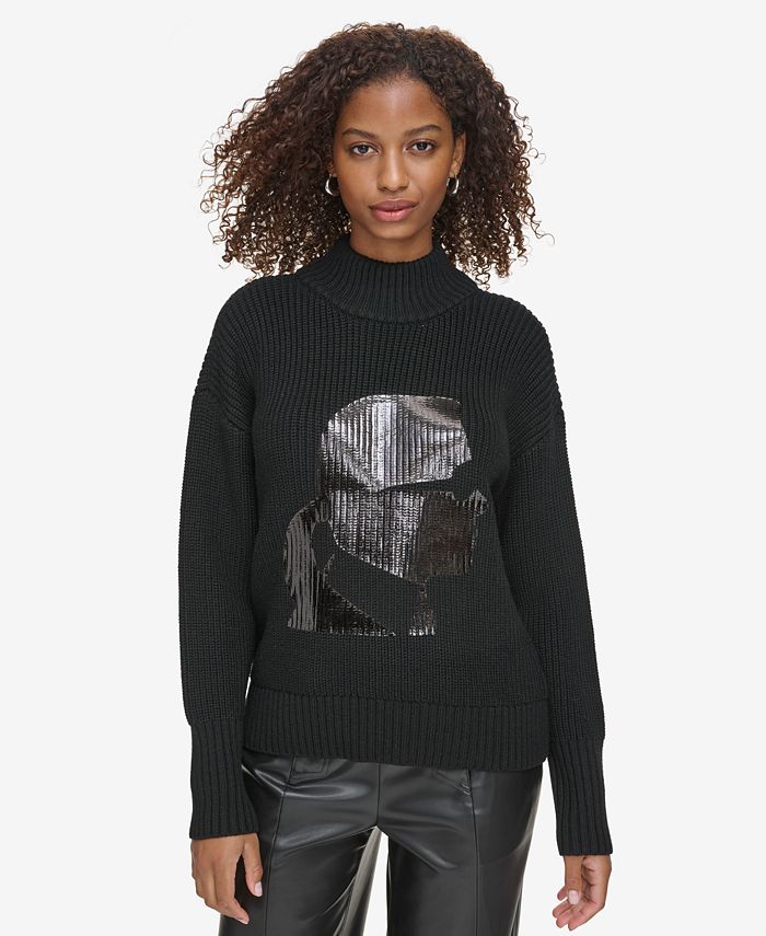 Dropped shoulder shop mock neck sweater