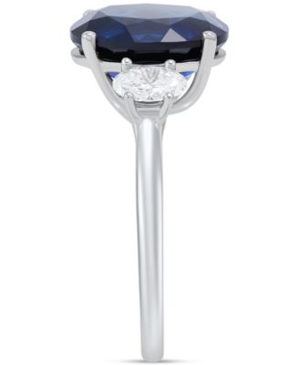 Lab Grown Sapphire (5-5/8 ct. t.w.) & Lab Grown Diamond (3/8 ct. t.w.) Ring in 14k White Gold (Also available in Emerald & Ruby)