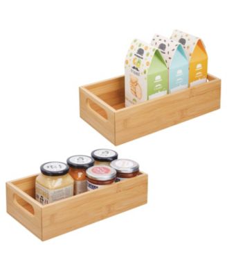Bamboo Pantry Organizer Container Bin with Handles, 2 Pack, Natural/Tan
