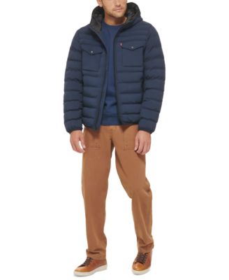 Men's Stretch Hooded Two-Pocket Quilted Jacket
