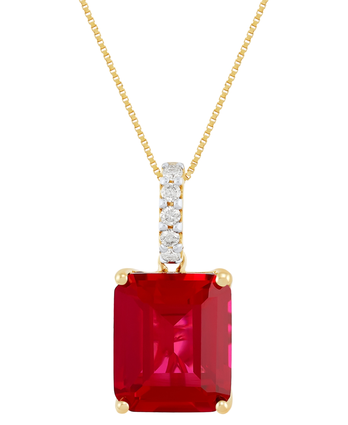 Lab Grown Sapphire (8-1/10 ct. t.w.) & Lab Grown Diamond 18" Pendant Necklace in 14k White Gold (Also in Ruby & Emerald) - Ruby
