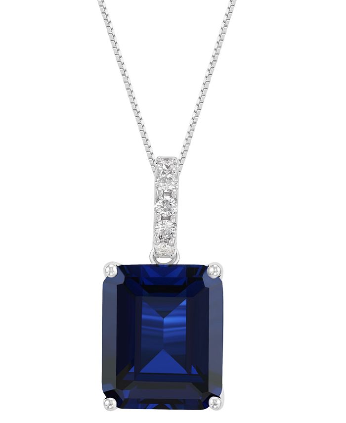 Created Sapphire 8 1 10 ct. t.w. Lab Grown Diamond 18 Pendant Necklace in 14k White Gold Also in Ruby Emerald