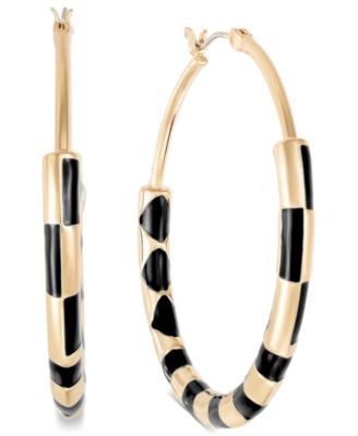 On 34th - Gold-Tone Medium Color Accent Hoop Earrings, 1.55"