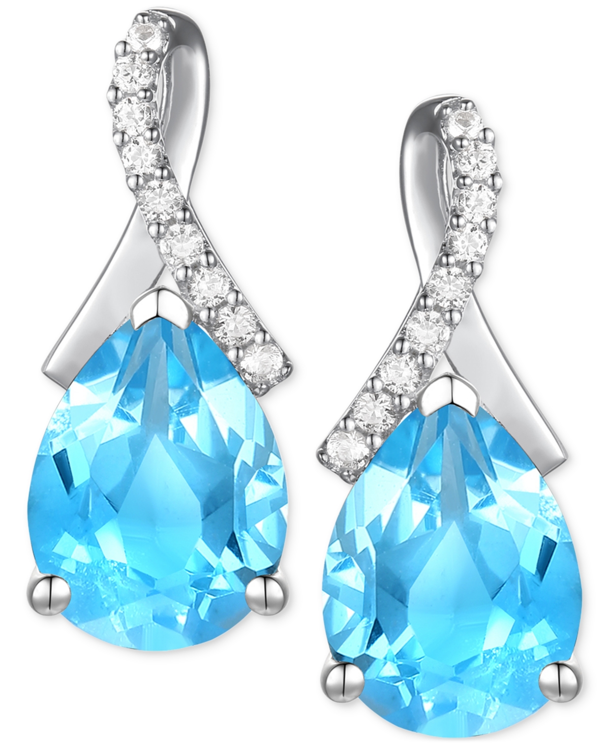 Amethyst (1-7/8 ct. t.w.) & Lab-Grown White Sapphire (1/10 ct. t.w.) Pear Swirl Stud Earrings in 14k Gold-Plated Sterling Silver (Also in Additional G