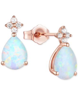 Morganite (1-3/4 ct. t.w.) & Lab-Grown White Sapphire (1/8 ct. t.w.) Pear Stud Earrings in 14k Gold-Plated Sterling Silver (Also in Additional Gemstones)