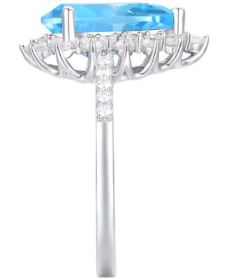 Amethyst (2-1/2 ct. t.w.) & Lab-Grown White Sapphire (5/8 ct. t.w.) Pear Halo Ring in 14k Gold-Plated Sterling Silver (Also in Blue Topaz)