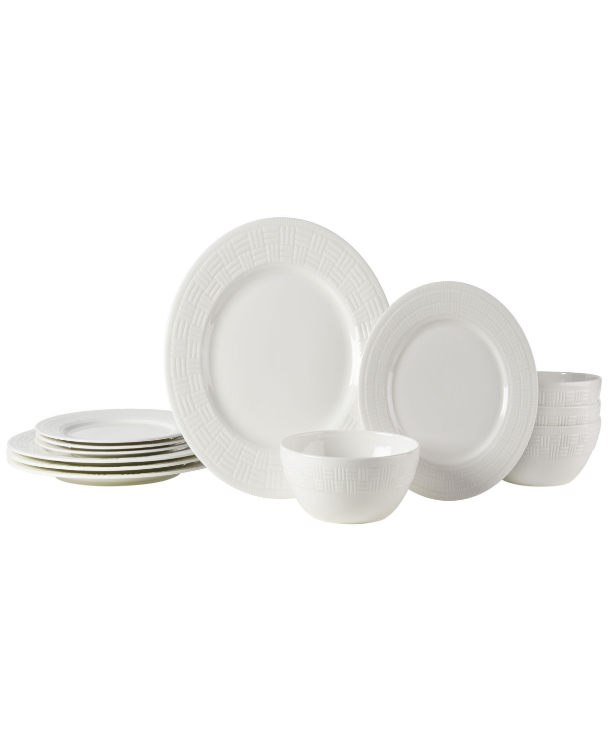 Ashlyn Vegan Bone Chip Resistant 12 Piece Dinnerware Set, Service for 4 - White