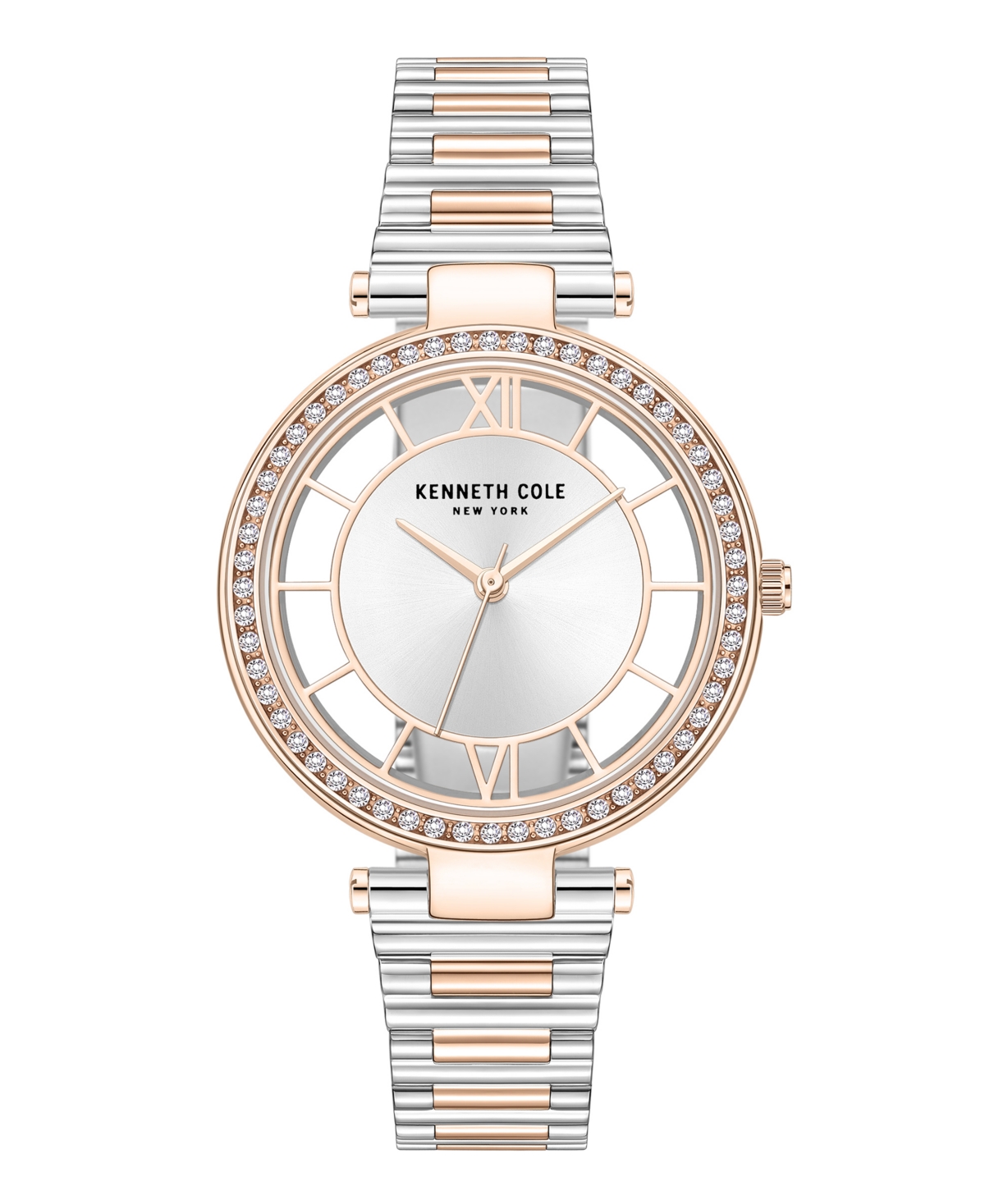 Kenneth Cole New York Women's Transparency Two-tone, Silver-tone, Gold-tone Rose Stainless Steel Watch 34mm In Tt Silver,gold Rose