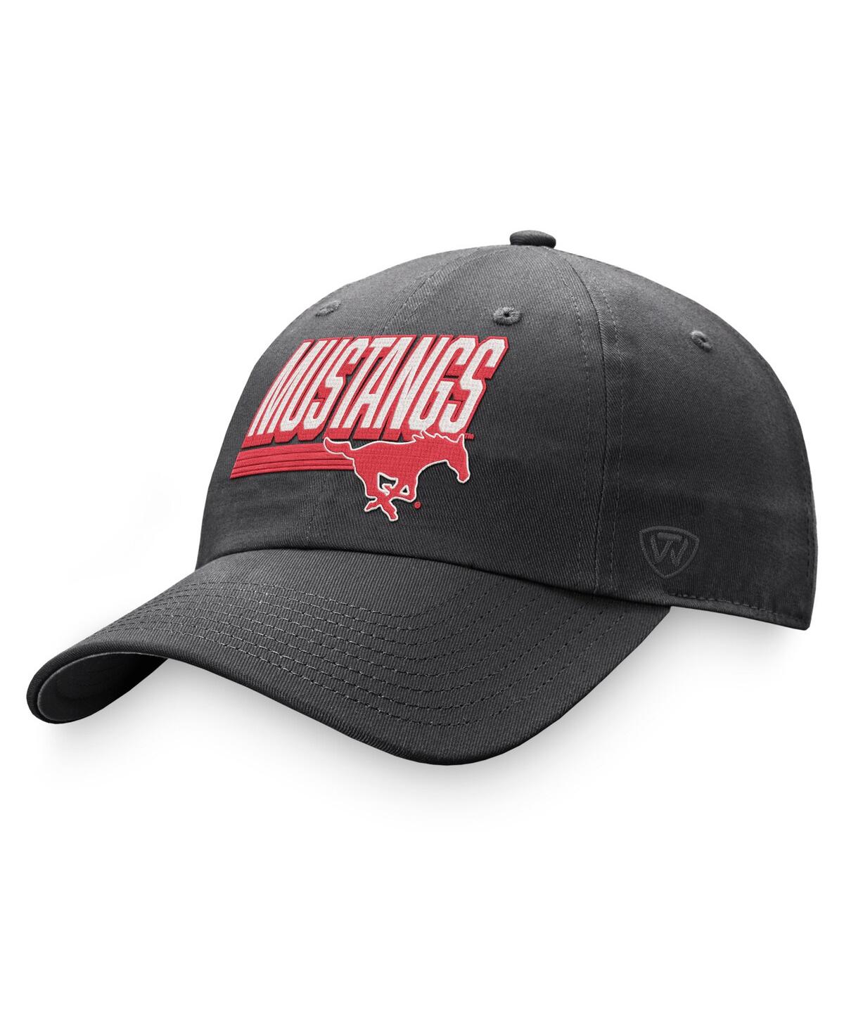TOP OF THE WORLD MEN'S TOP OF THE WORLD CHARCOAL SMU MUSTANGS SLICE ADJUSTABLE HAT