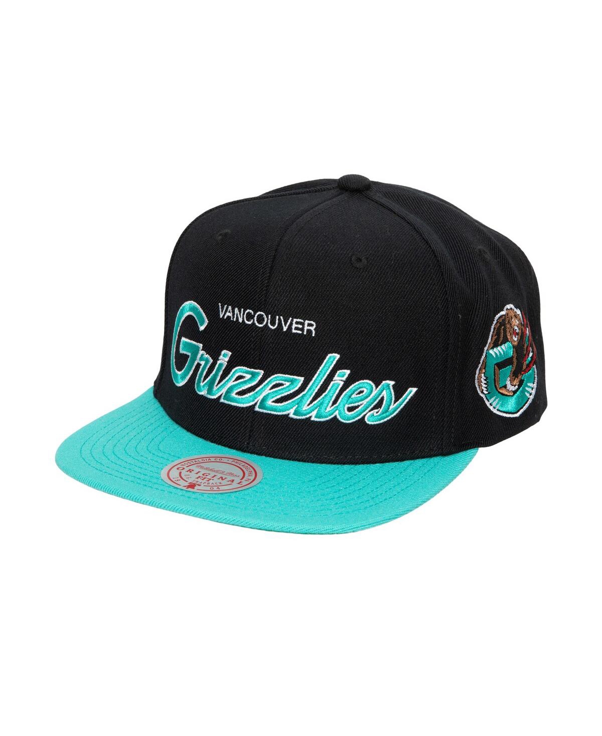 Mitchell & Ness Men's  Black Vancouver Grizzlies Hardwood Classics Mvp Team Script 2.0 Snapback Hat