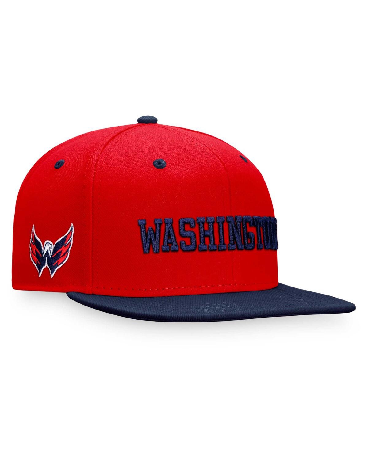Fanatics Men's  Red, Navy Washington Capitals Heritage City Two-tone Snapback Hat In Red,navy