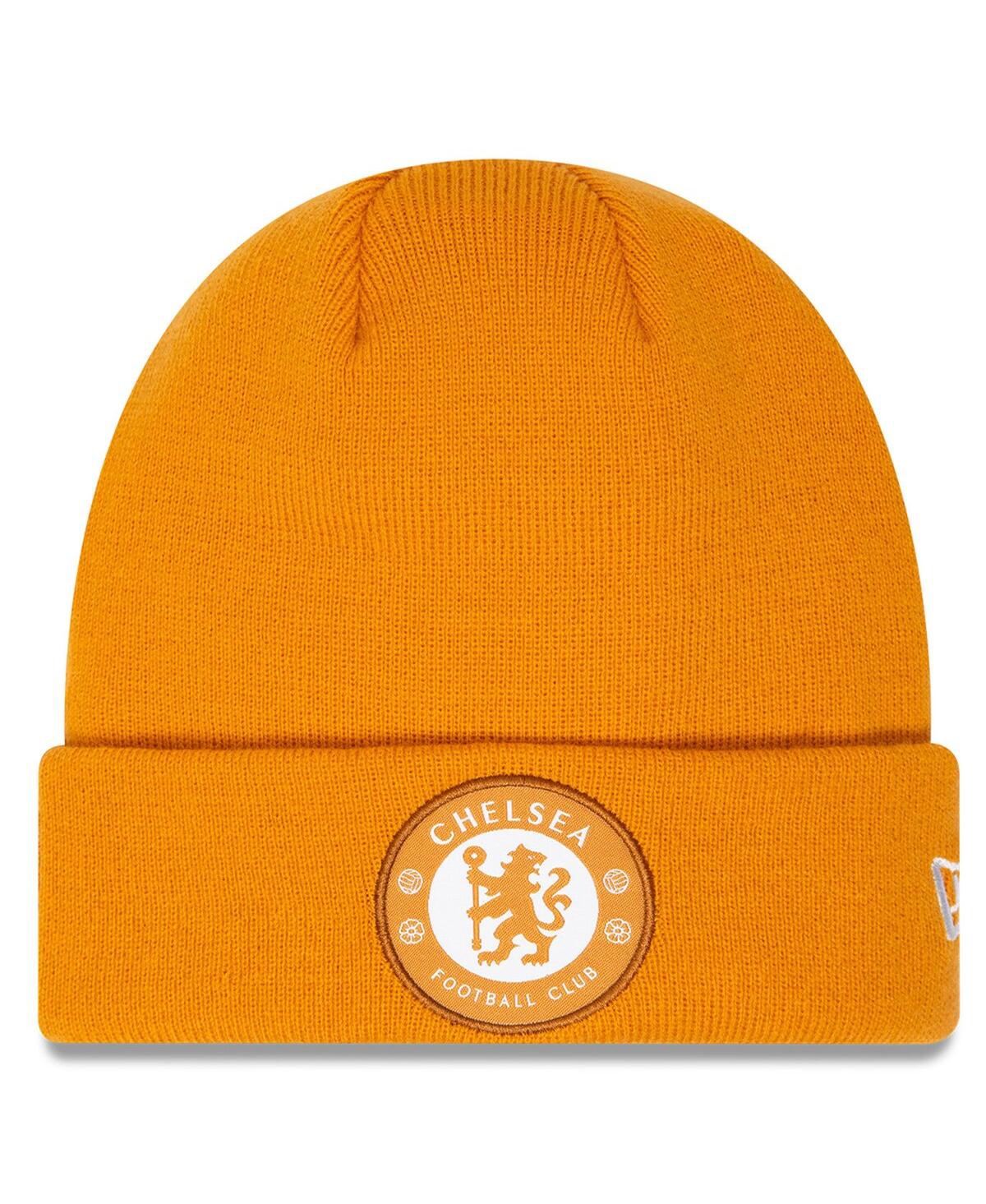 New Era Men's  Orange Chelsea Team Cuffed Knit Hat