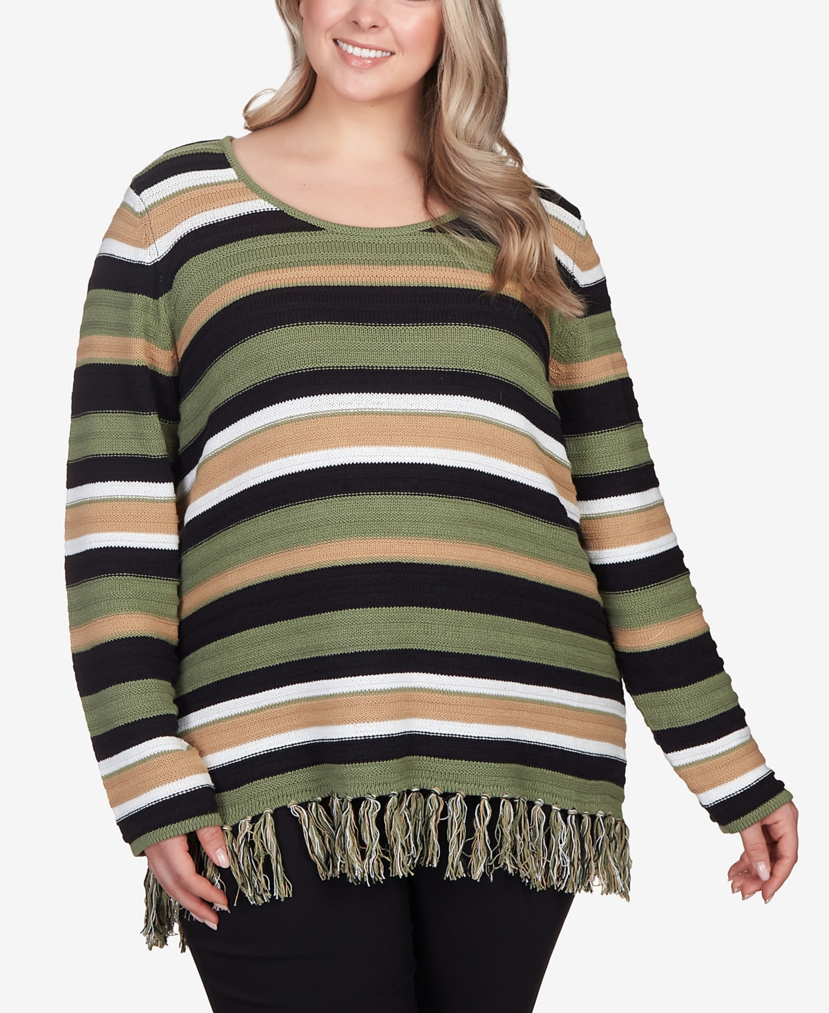 Plus Size All About Olive Long Sleeve Sweater - Cobblestone Multi