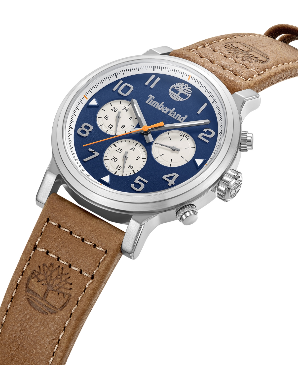 Shop Timberland Men's Quartz Pancher Brown Genuine Leather Strap Watch, 46mm