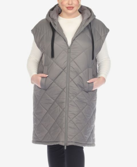 Женские жилеты White Mark Plus Size Diamond Quilted Hooded Puffer Vest