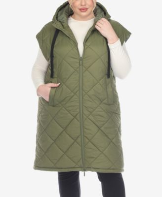 Long puffer vest plus size best sale