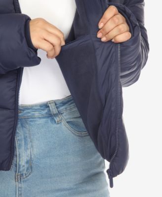 Plus Size Hooded Bomber Puffer Coat