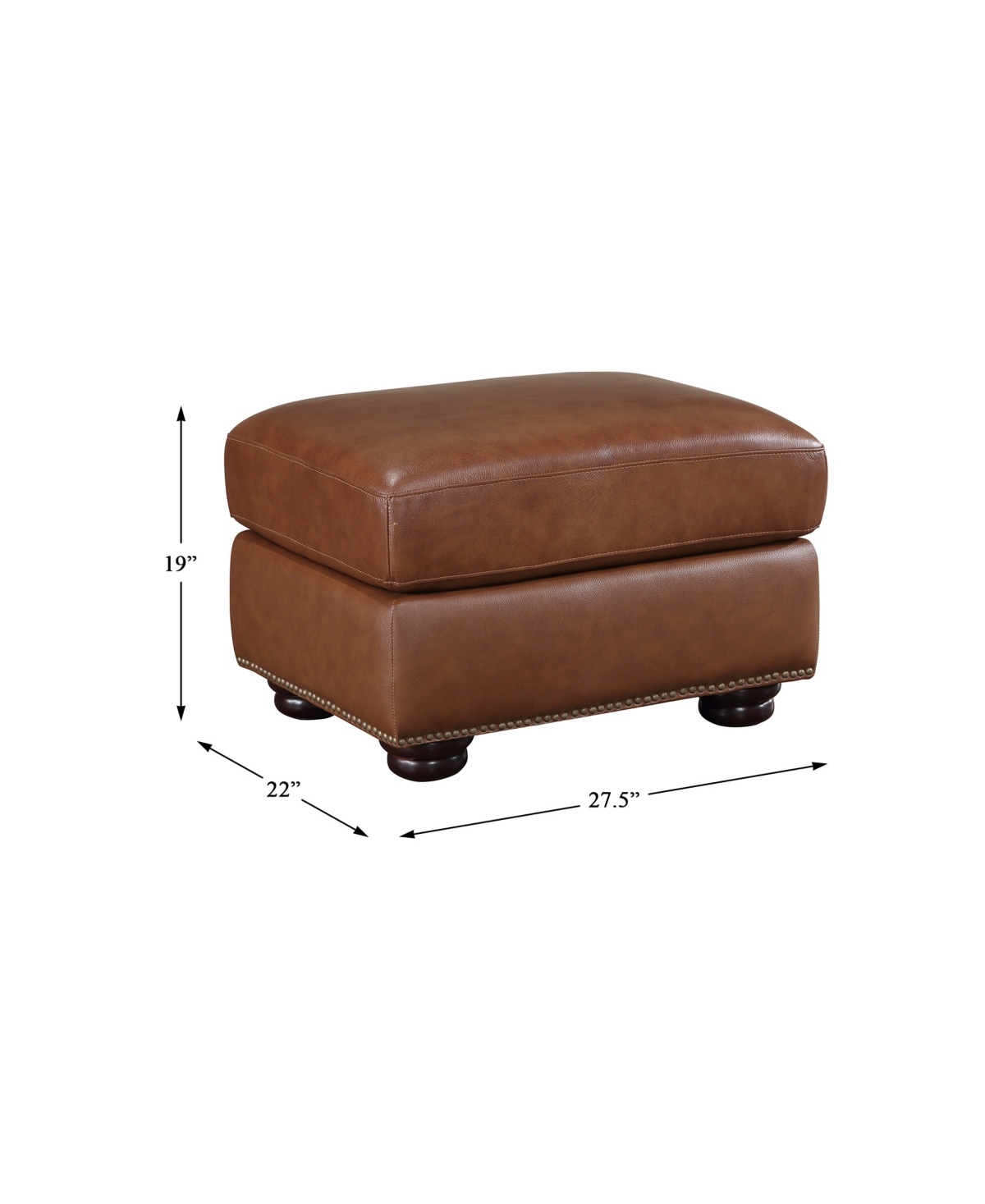 Homelegance White Label Dadeville 28" Leather Match Ottoman In Camel Brown