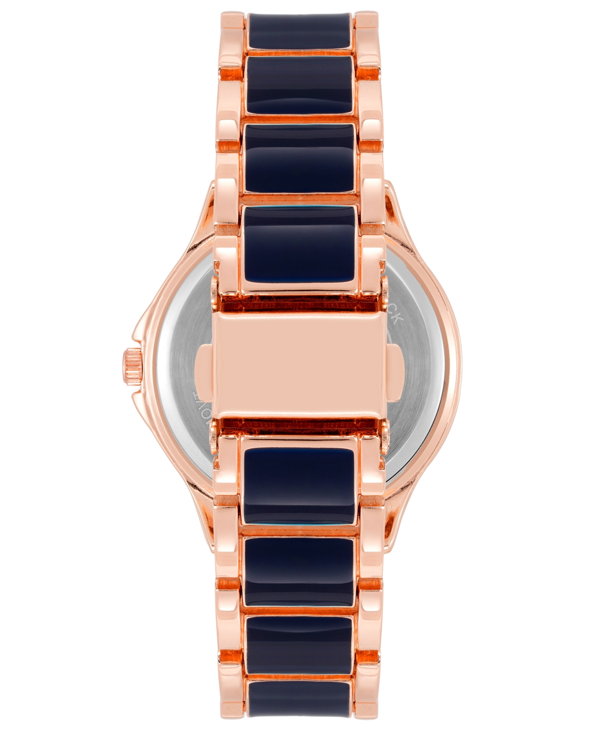 Anne Klein Women's Three Hand Quartz Navy Enamel and Rose Gold-tone Alloy Bracelet Watch, 38mm - Navy-Rose Gold-Tone