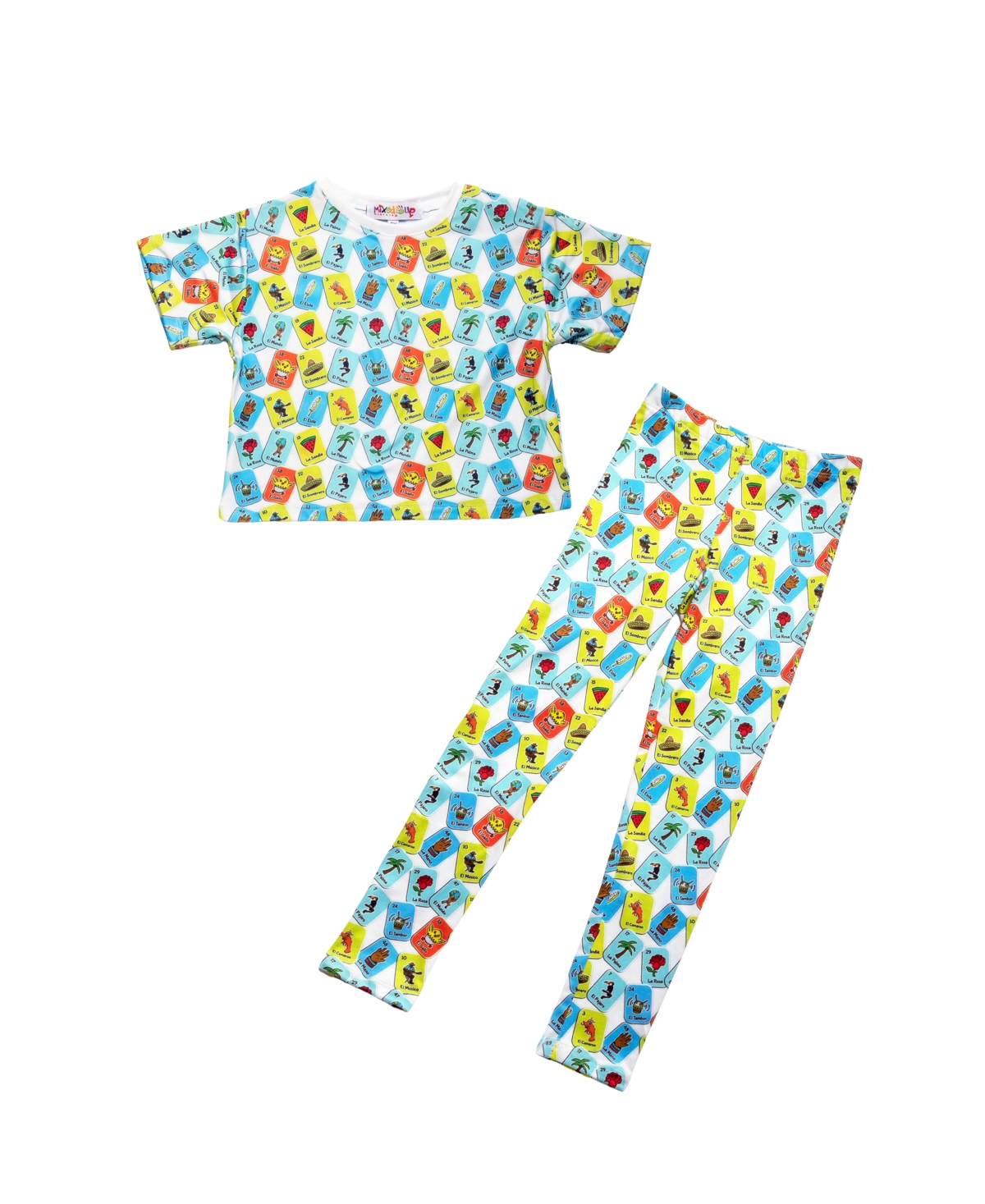 Mixed Up Clothing Kids' Toddler Girls All Over Printed Crop Top And Leggings Pants Set In White