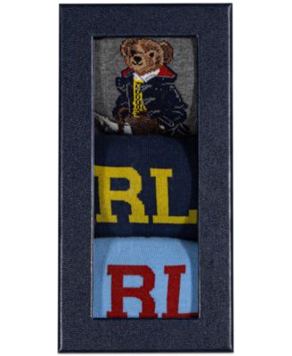 Women's 3-Pk. Fall Bear Crew Socks Boxed Set