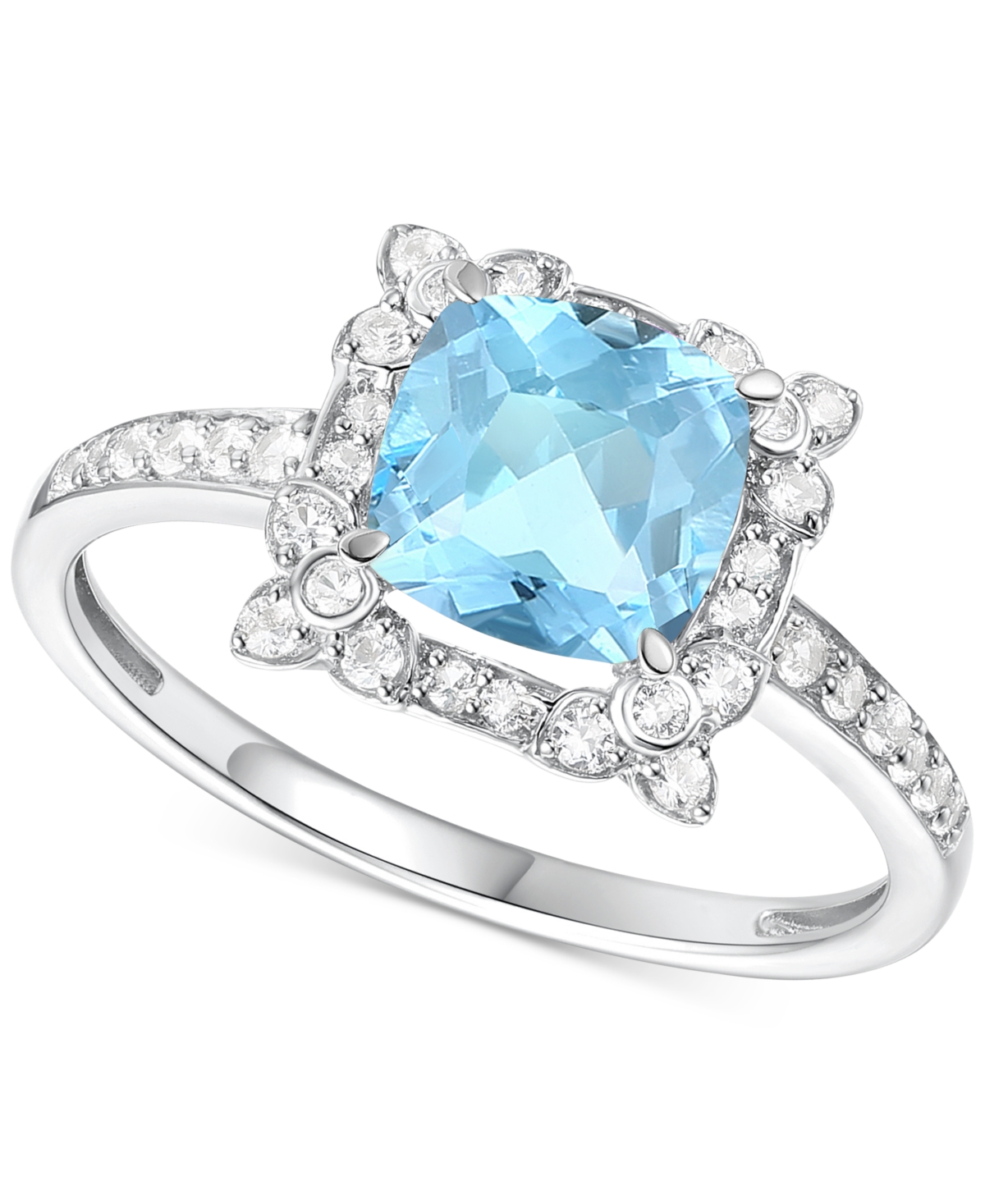 Macy's Amethyst (1-1/3 Ct. T.w.) & Lab-grown White Sapphire (1/4 Ct. T.w.) Halo Ring In 14k Gold-plated Ste In Blue Topaz