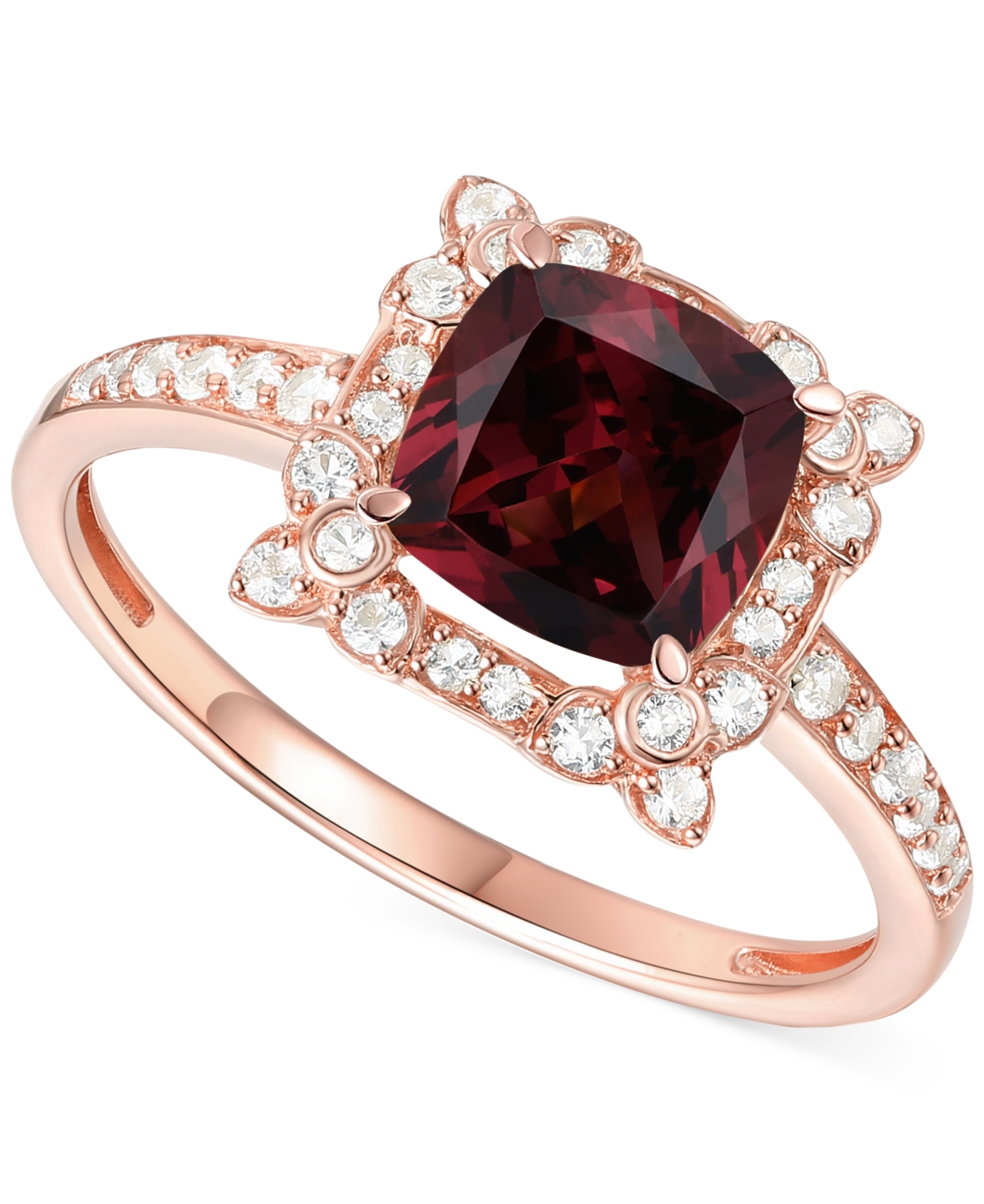 Macy's Amethyst (1-1/3 Ct. T.w.) & Lab-grown White Sapphire (1/4 Ct. T.w.) Halo Ring In 14k Gold-plated Ste In Garnet