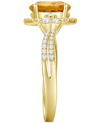 Amethyst (1-1/2 ct. t.w.) & Lab-Grown White Sapphire (1/2 ct. t.w.) Halo Statement Ring in 14k Gold-Plated Sterling Silver