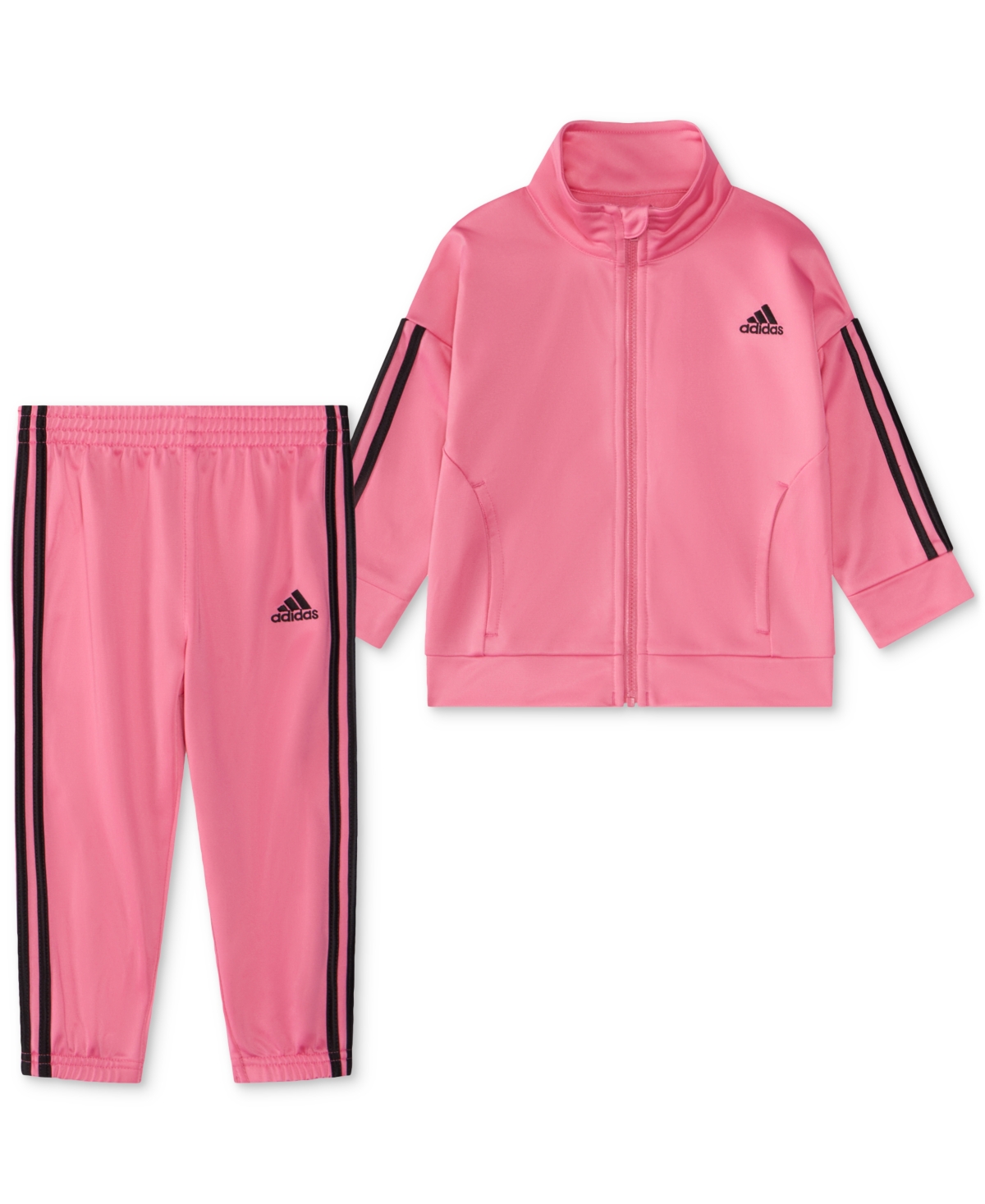Adidas Originals Baby Girls Essential Tricot Jacket And Pants, 2 Piece Set In Pink Fusion