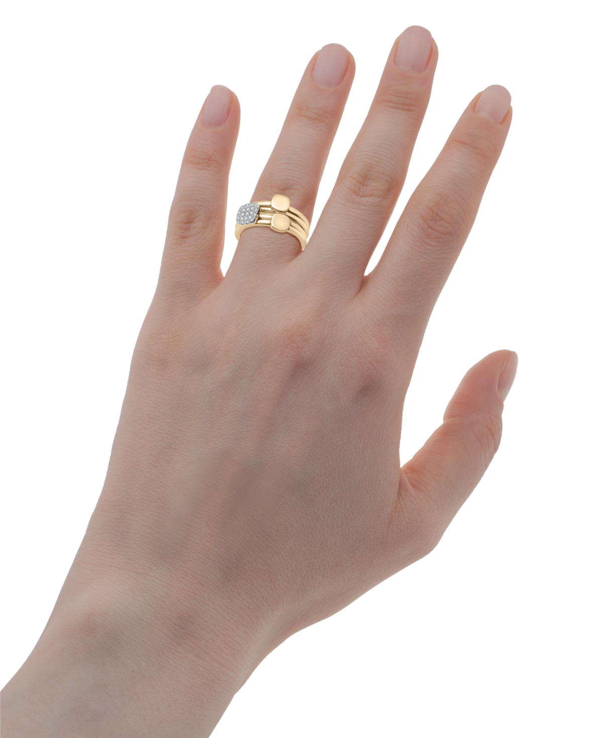 Shop Wrapped Diamond Four Row Stack Ring (1/6 Ct. T.w.) In 10k Gold, Created For Macy's In Yellow Gold