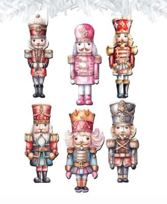 Nutcrackers Christmas Wooden Clip-On Ornaments Set of 6 G. DeBrekht