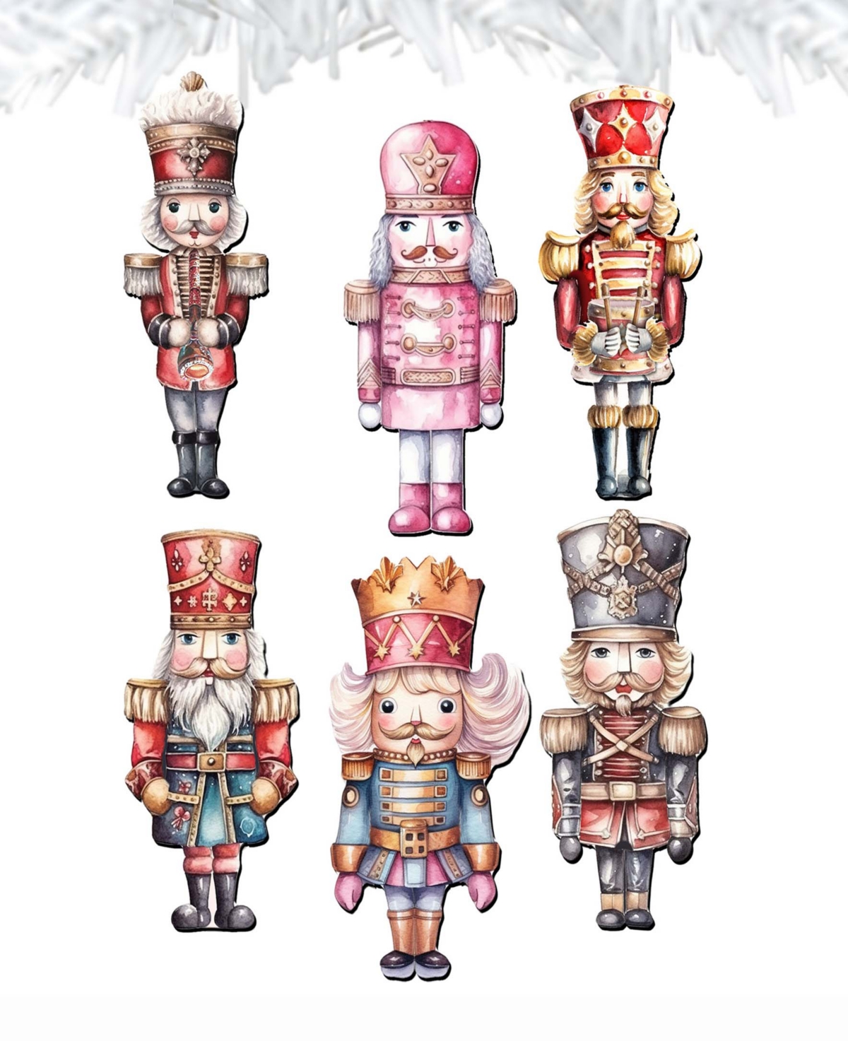 Designocracy Nutcrackers Christmas Wooden Clip-on Ornaments Set Of 6 G. Debrekht In Multi Color