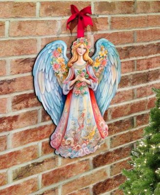 Floral Angel Christmas Wooden Door Decor Wall Decor G. DeBrekht