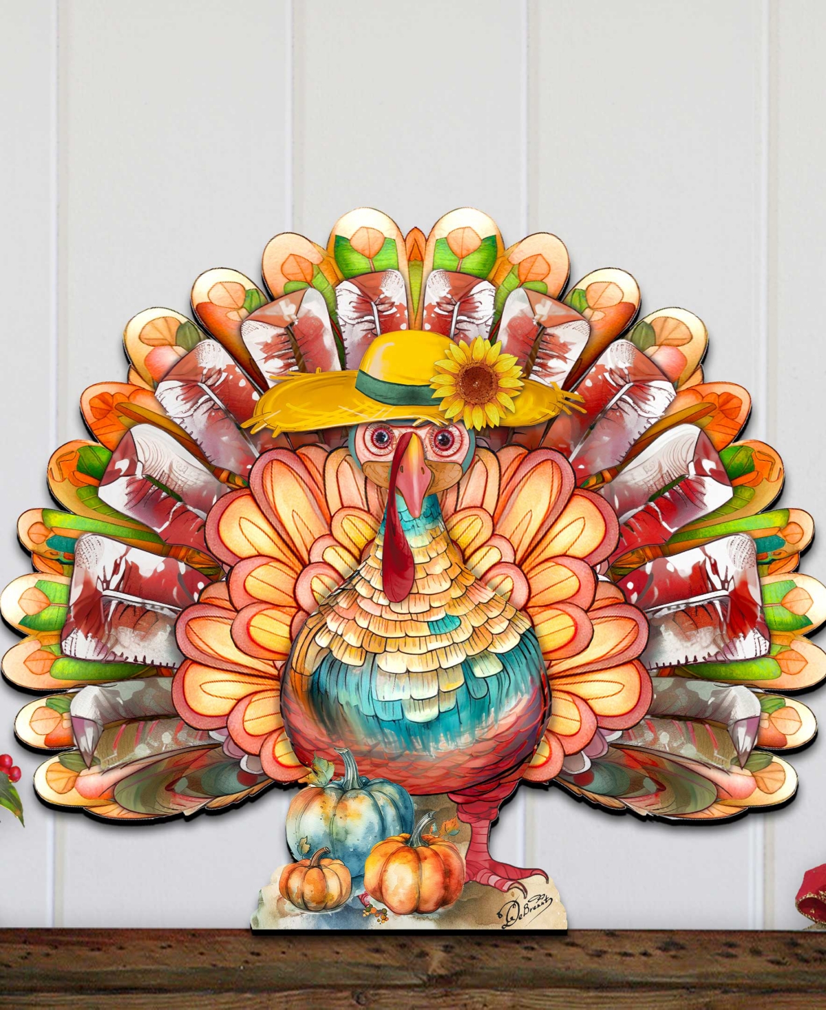 Designocracy Holiday Door Decor Wooden Door Hanger Autumn Turkey G. Debrekht In Multi Color