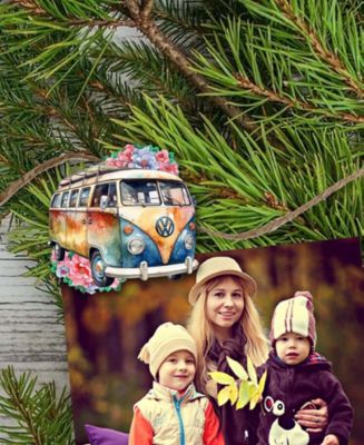 Holiday Wooden Clip-On Ornaments Volkswagen Vans Set of 6 G. DeBrekht