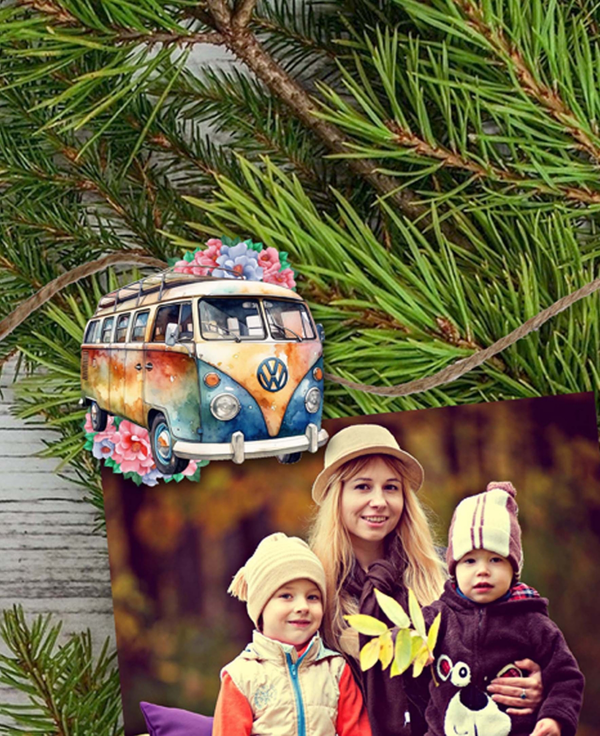 Designocracy Holiday Wooden Clip-on Ornaments Volkswagen Vans Set Of 6 G. Debrekht In Multi Color