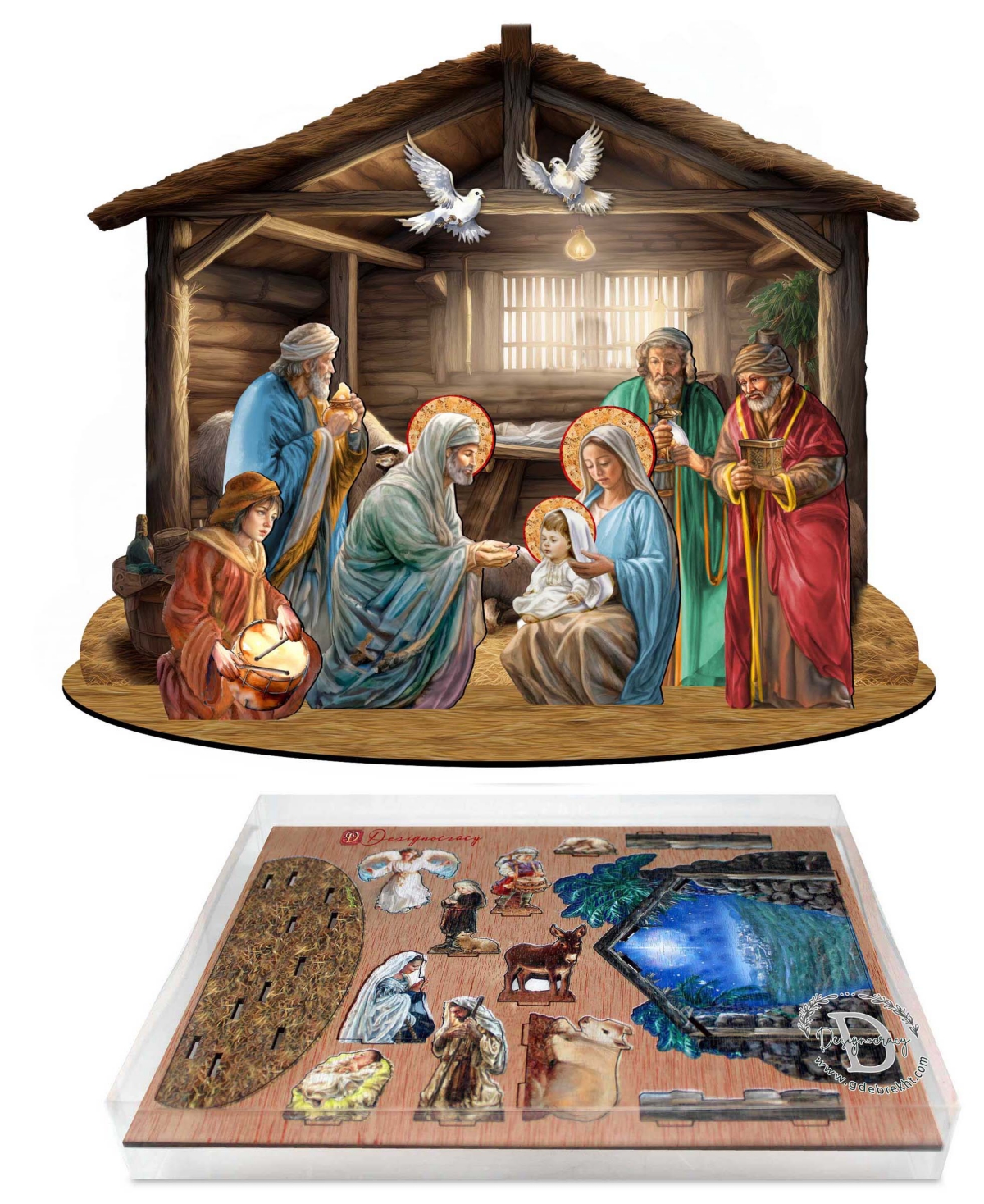 Designocracy Nativity Scene Village 12" Christmas Nativity Mantel Decor G. Debrekht In Multi Color