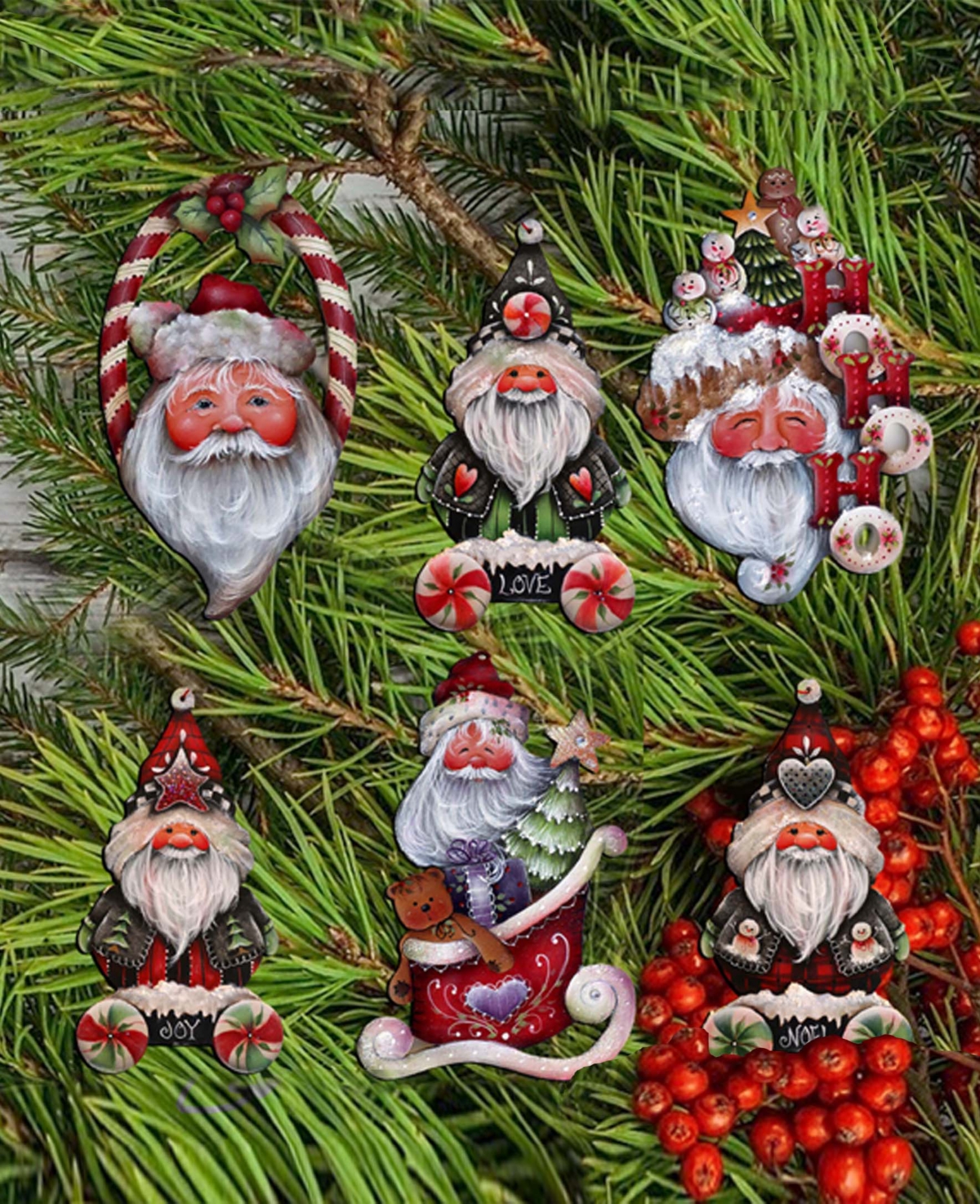 Designocracy Magical Baby Santa Christmas Wood Clip-on Ornaments Set Of 6 J. Mills-price In Multi Color
