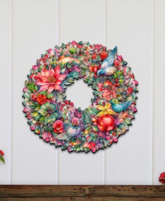Holiday Wooden Door Decor Wall Decor Summer Blooms Wreath G. DeBrekht